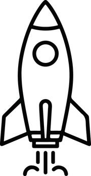 Icon of a rocket launching into space, symbolizing innovation and technological advancement vector