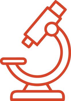 Microscope icon for science, research and medical applications in a clean line art style vector