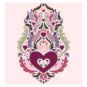 a heart with a floral pattern on a pink background vector