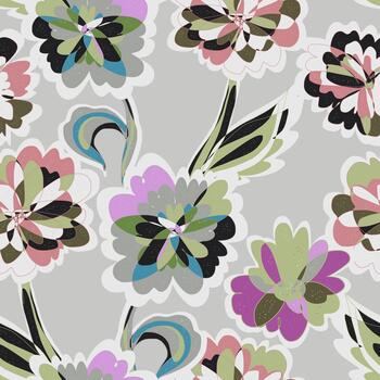 a floral pattern with many different colors and shapes vector