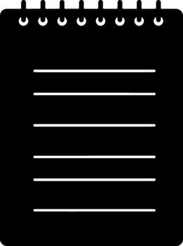 Black and White Notepad Icon with Spiral Binding vector