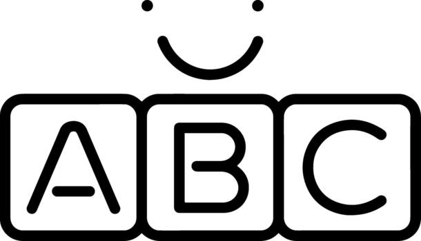 minimalista negro y blanco a B C bloques con sonriente cara diseño vector