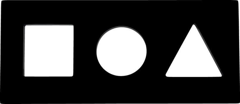 Geometric shapes cut out from black rectangular frame vector