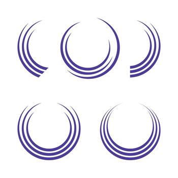 Five abstract crescent Half Circle curve shapes frame set, dynamic and modern design with three stroke lines. vector