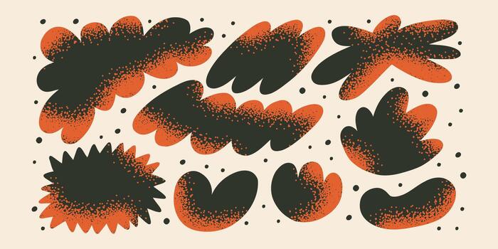 retro rojo gota forma recopilación. ingenuo maravilloso burbujas, miedoso como una nube plano formas resumen orgánico formas y cifras, ondulado pegatinas asimétrico gota pegatina colocar. vector