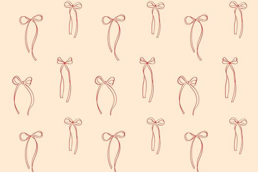 pattern with red bows, outlined in a yoke style, for your designs, textiles, and wrapping paper. Doodle ribbon bows pattern for New Year, Christmas, weddings, and birthdays. vector