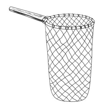 Sketch style fishing net. Hand drawn illustration of net for fishing vector