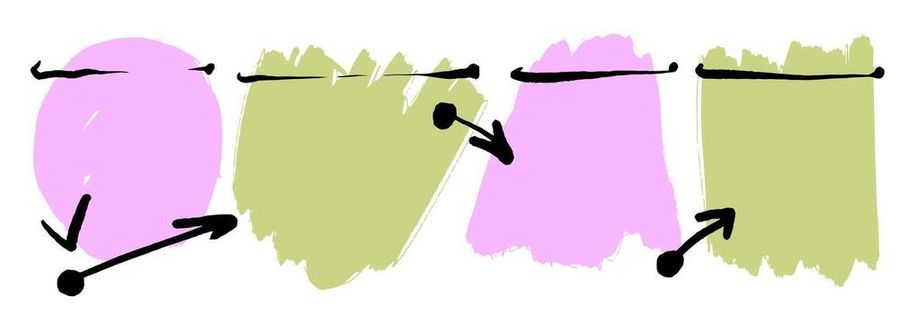 4 steps infographic with hand drawn text box, arrows. Step by step manual instruction. Grunge frames for text. Design element for presentation with copy space. Empty design template. Workflow layout vector