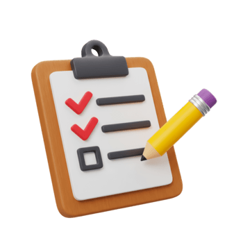 3d prancheta lista de controle produtividade estilizado lápis tarefa transparente png