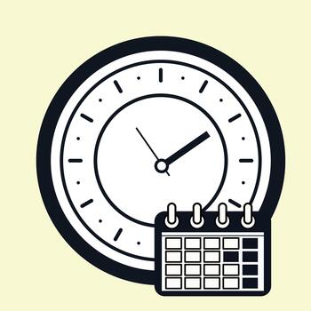 Flat Clock and Calendar Icon in Clean Minimal Style vector