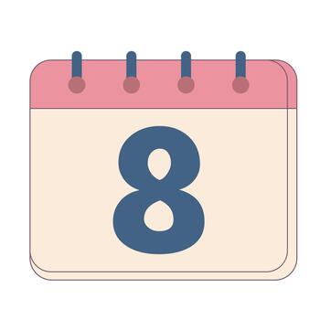 Flat Style Calendar Icon with Number 8 Highlighted vector