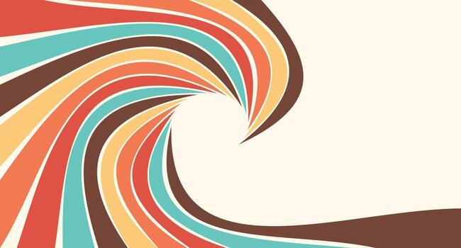 An abstract retro style swirl with curved colorful stripes background design art vector