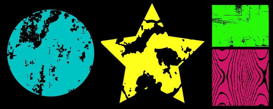 Colorful Shapes Abstract Background Design with Circle Star and Squares Texture vector