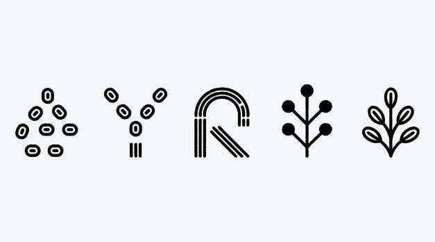 Abstract Line Art Botanical Elements Graphic Design Collection Set vector