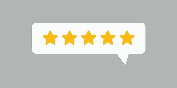 Five Star Customer Rating in Speech Bubble. Positive Feedback, Review, and Quality Service Concept. vector