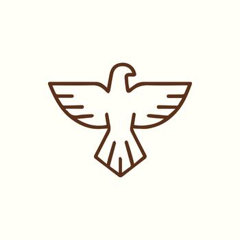 Sleek brown outline of a graceful eagle or hawk with wings wide open in flight vector