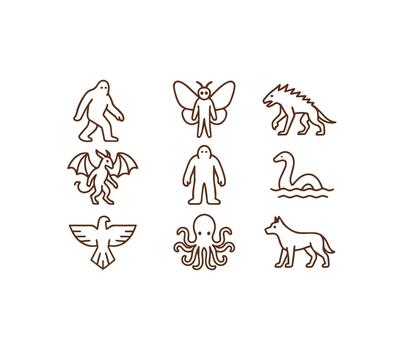An Engaging Collection of Mysterious Cryptids and Mythical Monsters vector