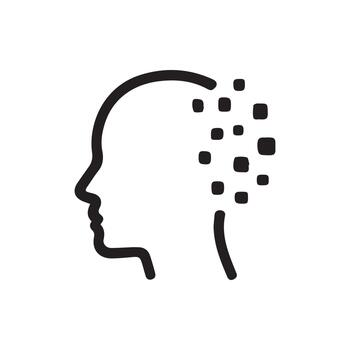 Human mind turning to digital data symbolizing memory loss or AI vector