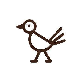 Minimalist brown bird icon walking with simple lines on a clean white background a delightful graphic design element vector