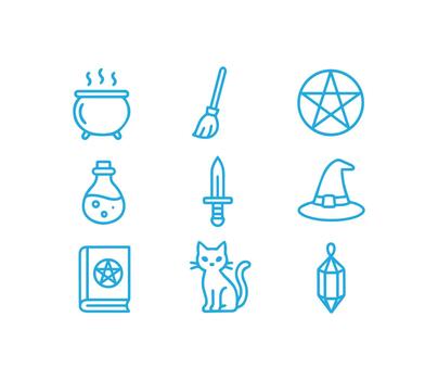 Exploring the World of Magic with Essential Witchcraft and Wizardry Icons vector