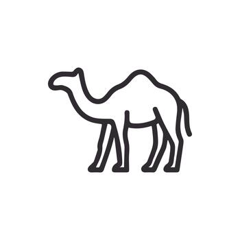 Minimalist Desert Camel Icon Line Art Illustration for Various Design Projects vector