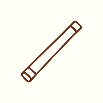 Simple brown outline drawing of a basic cylindrical stick or tube object with rounded ends vector
