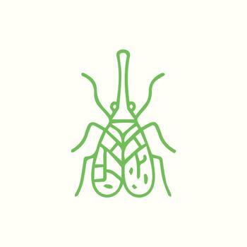 Green line art beetle with a distinct proboscis and patterned body design vector