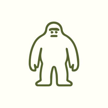 Mysterious Forest Creature Simple Outline Art Bigfoot Sasquatch Legend Icon Design vector