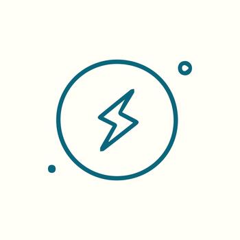Clean line art lightning bolt in circle icon representing power energy and speed vector