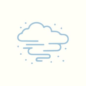 Light blue minimalistic cloud icon with swirling mist and subtle atmospheric particles vector
