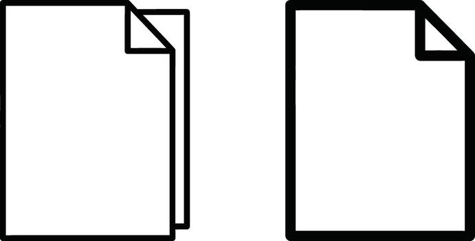 Two Blank Document Icons Simple Line Art of Folded Corner Pages Representing Paperwork and Files vector