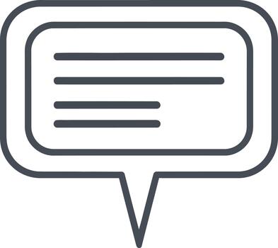Speech bubble icon with horizontal lines representing text, perfect for symbolizing communication, messages, or dialogue in graphic design and digital interfaces vector