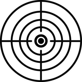 Minimalist black line art of a target with a central bullseye and crosshairs, a versatile icon for concepts like goals, accuracy, and focus vector