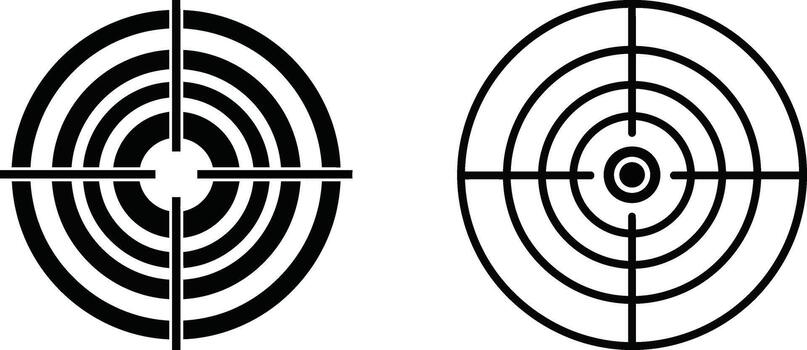 illustration of two distinct target icons, symbolizing precision, aiming, and focus, suitable for various graphic design applications and goal-oriented concepts vector