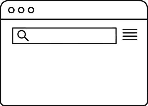 minimalista contorno ilustración de un genérico web navegador ventana con un vacío buscar bar, representando en línea navegación, usuario interfaz, y digital información buscar conceptos vector