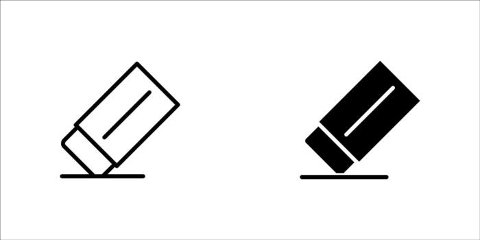 Eraser icon sheet multiple style collection isolated vector