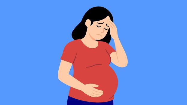 Sad Pregnant Woman Feeling Anxious vector