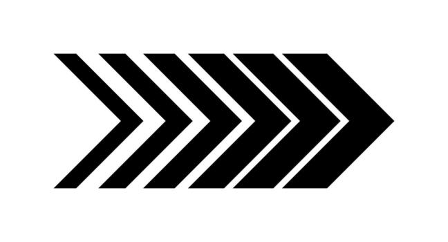 Black arrow icon symbolizing direction forward progress movement speed technology minimalistic chevron graphic simple shape dynamic navigation clean interface icon on transparent background vector