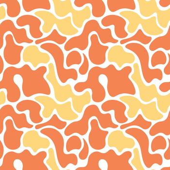 Seamless abstract camouflage pattern in orange and yellow with organic fluid shapes modern textile wallpaper wrapping paper background digital design vector