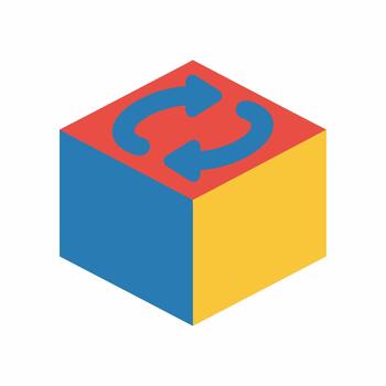 Isometric Cube with Refresh Arrows Icon. vector