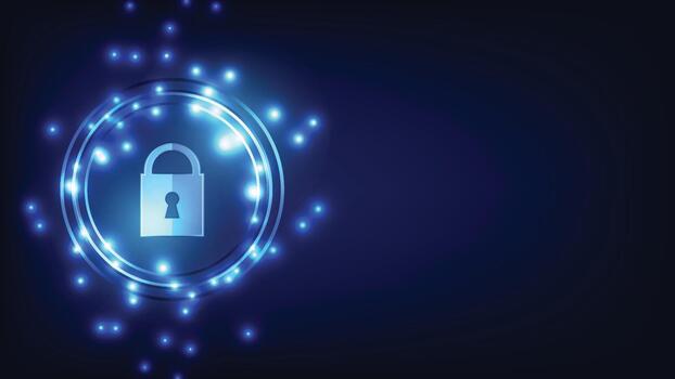 Secure lock icon on a dark background vector