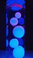 hipnotizante azul lava luminária bolhas flutuador e brilho, criando uma dinâmico, hipnótico visual experiência dentro baixo luz video