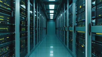 dinamico server camera corridoio con lampeggiante luci, veicolare dati flusso e High Tech operazioni video