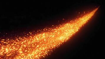 dynamisk ström av vibrerande glöd och gnistor tändande tvärs över en mörk bakgrund, skapande intensiv energi video