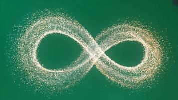 dynamisk oändlighet slinga av skimrande partiklar flöden energiskt, representerar ändlös möjligheterna och Momentum. video