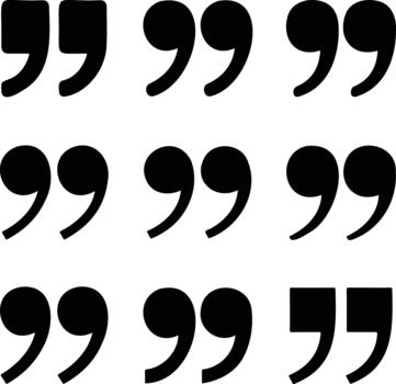Collection of various quotation mark styles in transparent and white vector