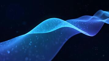 Abstract Blue Light Waves Flowing in Space with Particle Effects for Technology and Science Visuals video