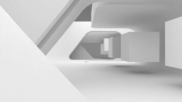 Abstract Geometric Architecture Featuring Repeating White Cubes and Curved Structural Elements video