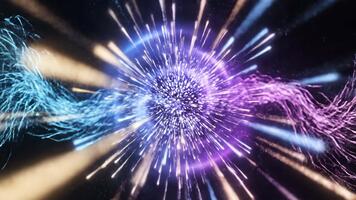 Vivid Digital Tunnel with Rotating Light Swirls and Particle Effects in Abstract Motion video