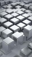 astratto modello di metallico cubi con riflessivo superfici nel un' ripetendo griglia video